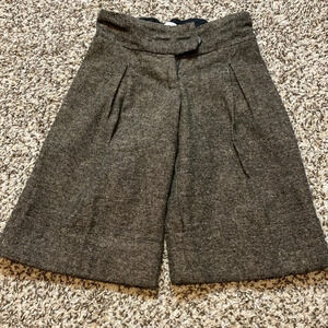 Neige from Paris wide Leg Crop Trousers Tweed Pleated Black & beige